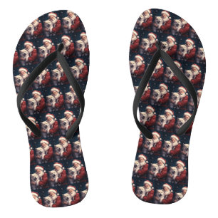 Akita mit Santa Claus Festives Weihnachten Flip Flops