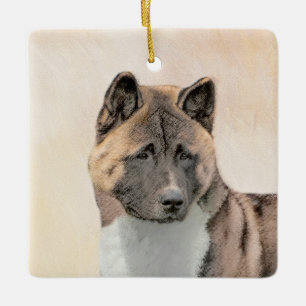 Akita Painting - Niedliche Hundekunst Keramikornament