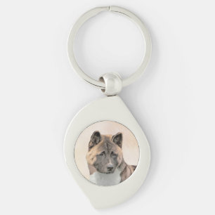 Akita Painting - Niedliche Hundekunst Schlüsselanhänger
