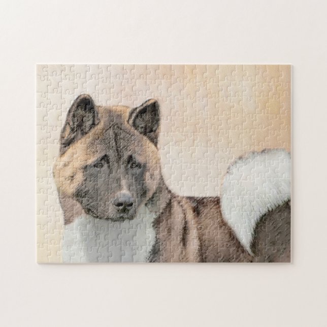 Akita Painting - Niedliche Original Hunde Kunst (Horizontal)