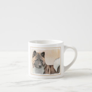 Akita Painting - Niedliche Original Hunde Kunst Espressotasse