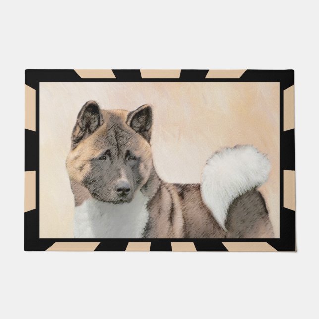 Akita Painting - Niedliche Original Hunde Kunst Fußmatte (Vorderseite)