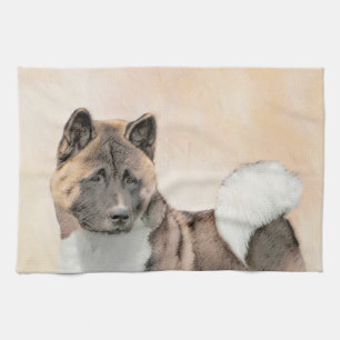 Akita Painting - Niedliche Original Hunde Kunst Geschirrtuch