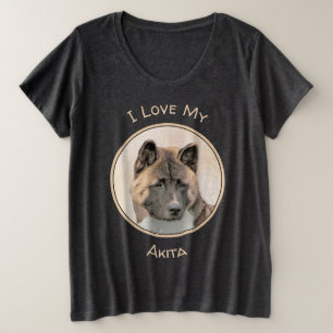Akita Painting - Niedliche Original Hunde Kunst Große Größe T-Shirt