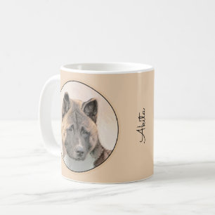Akita Painting - Niedliche Original Hunde Kunst Kaffeetasse