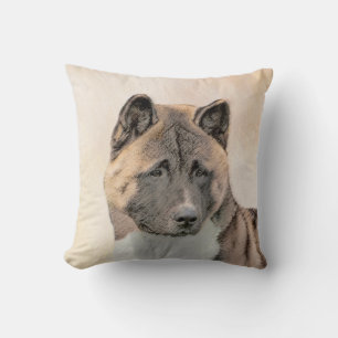 Akita Painting - Niedliche Original Hunde Kunst Kissen