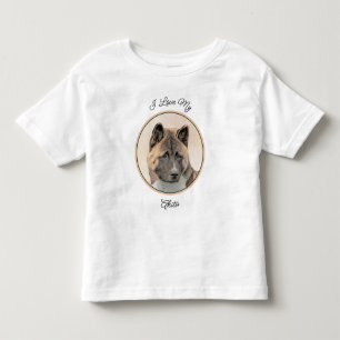 Akita Painting - Niedliche Original Hunde Kunst Kleinkind T-shirt