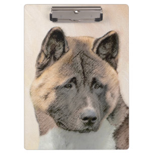 Akita Painting - Niedliche Original Hunde Kunst Klemmbrett
