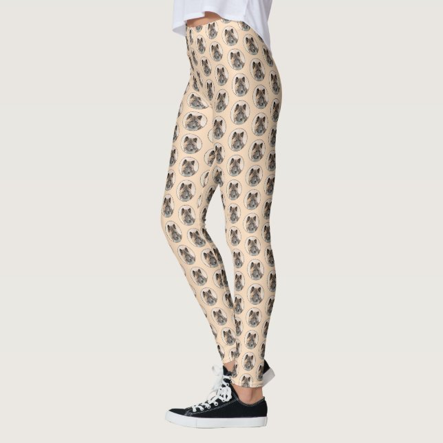 Akita Painting - Niedliche Original Hunde Kunst Leggings (Links)