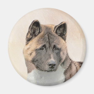 Akita Painting - Niedliche Original Hunde Kunst Magnet