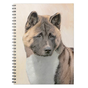 Akita Painting - Niedliche Original Hunde Kunst Notizblock
