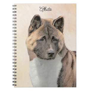 Akita Painting - Niedliche Original Hunde Kunst Notizblock