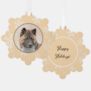 Akita Painting - Niedliche Original Hunde Kunst Ornament Karte
