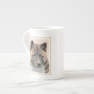 Akita Painting - Niedliche Original Hunde Kunst Prozellantasse