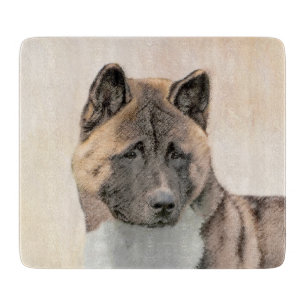 Akita Painting - Niedliche Original Hunde Kunst Schneidebrett