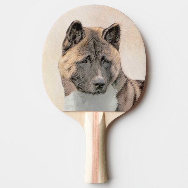Akita Painting - Niedliche Original Hunde Kunst Tischtennis Schläger (Vorderseite)