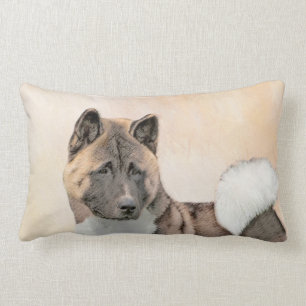 Akita Painting - Niedliche Originalkunst des Hunde Lendenkissen