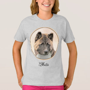Akita Painting - Niedlicher Original Hunde Art T - T-Shirt