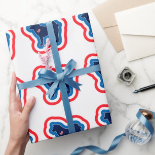 Akita Patriotisches Rot Weiß Und Blau 4. Juli Geschenkpapier