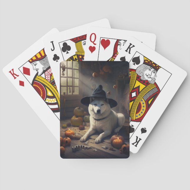Akita Pumpkins Halloween Beängstigend Spielkarten (Rückseite)