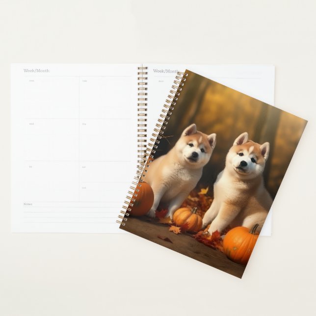 Akita Puppy Citrouille d'automne (Devant avec enveloppe)