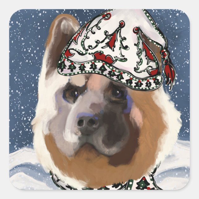 Akita Quadratischer Aufkleber (Vorderseite)