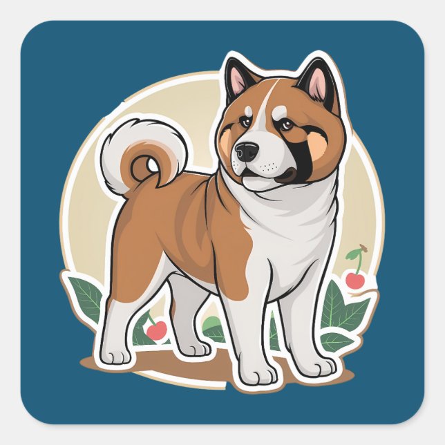 Akita Quadratischer Aufkleber (Vorderseite)
