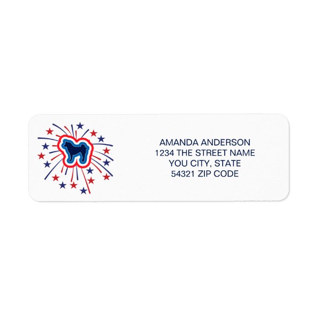 Akita Red White und Blue Return Address Label (Vorne)