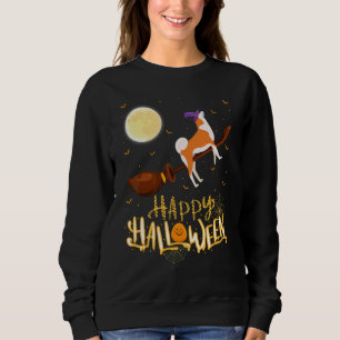 Akita Reit Hexe Schrotflinte Akita Hund Halloween Sweatshirt