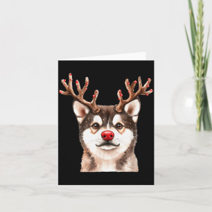 Akita-Rentier-Weihnachtslichter-Hundefreund-Weihna Karte