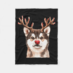 Akita-Rentier-Weihnachtslichter-Hundefreund-Xmas-P Fleecedecke