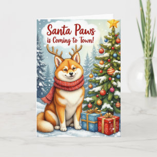 Akita Santa Paws Weihnachtsgruß Karte