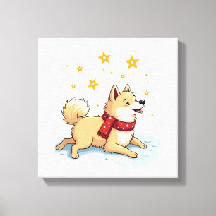 Akita Schneeballschlacht Leinwanddruck