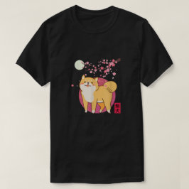 Akita Shiba Inu Hund von Japan Cherry Blossom Moon T-Shirt