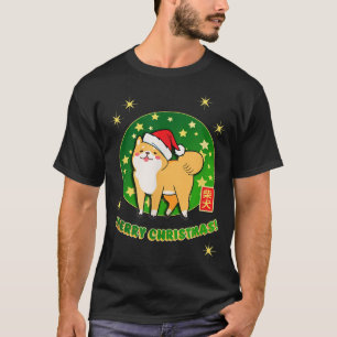 Akita Shiba Inu Weihnachtsstars Weihnachtsmannmütz T-Shirt
