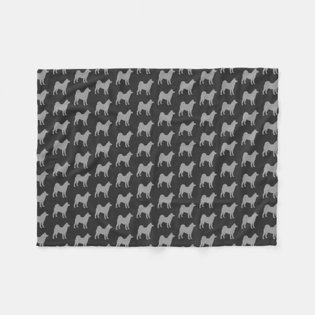 Akita-Silhouette-Muster-Grau Fleecedecke (Vorderseite (Horizontal))