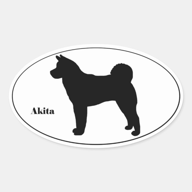 Akita Silhouette Ovaler Aufkleber (Vorderseite)