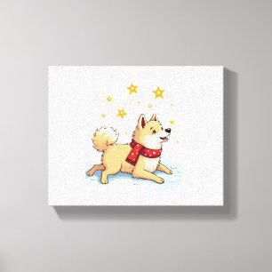 Akita Snowball Kampfhund Leinwanddruck