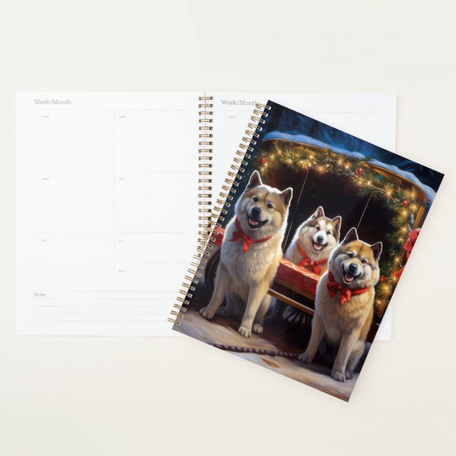 Akita Snowy Sleigh Ride Weihnachtsdekor Planer (Anzeige)