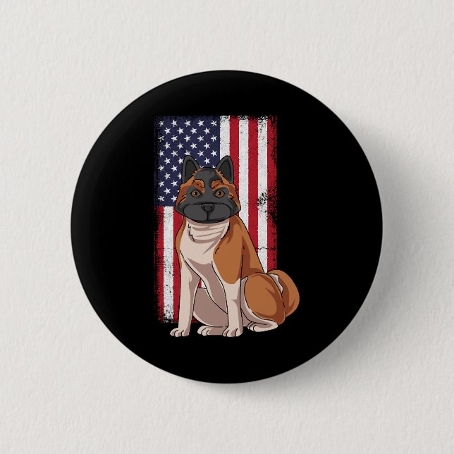 Akita USA Flag Button (Vorderseite)