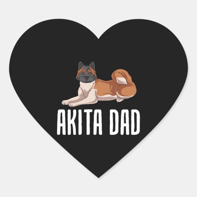 Akita Vater Herz-Aufkleber (Vorderseite)