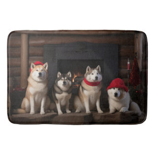 Akita von der Feuerstelle Weihnachten Badematte