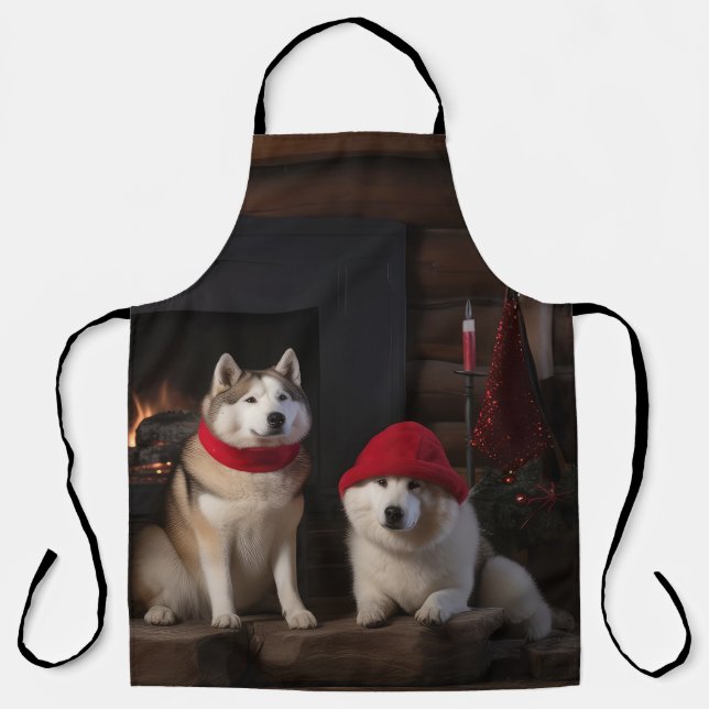 Akita von der Feuerstelle Weihnachten Schürze (Vorderseite)
