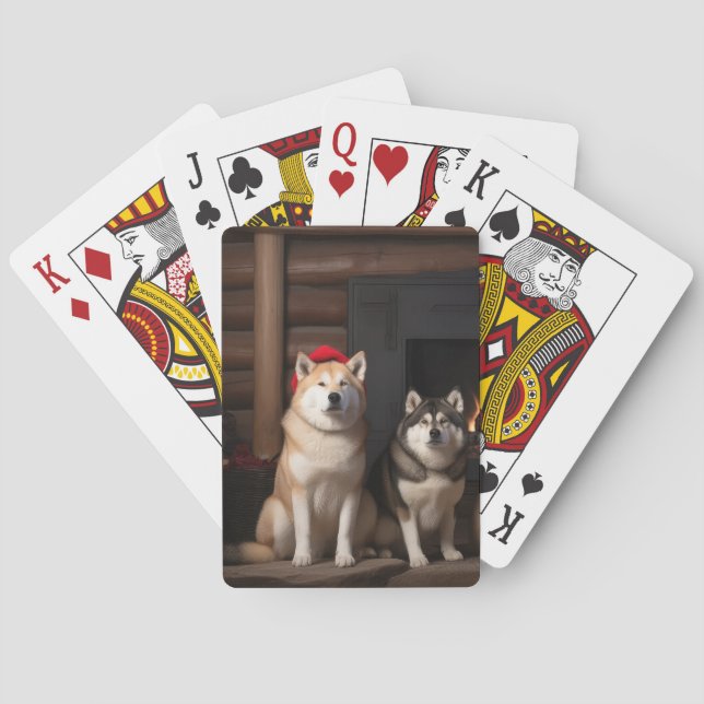 Akita von der Feuerstelle Weihnachten Spielkarten (Rückseite)