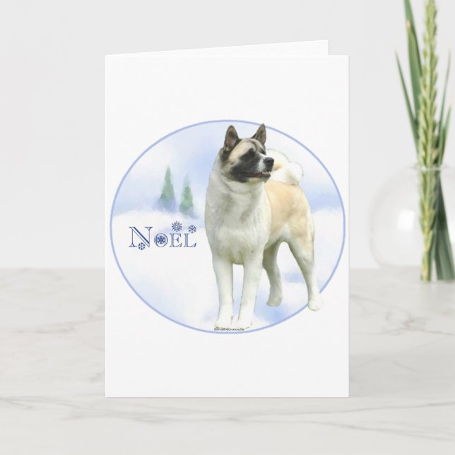 Akita-Weihnachten Feiertagskarte (Vorderseite)