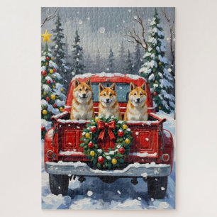 Akita Weihnachten Rotes Lastwagen Ferien