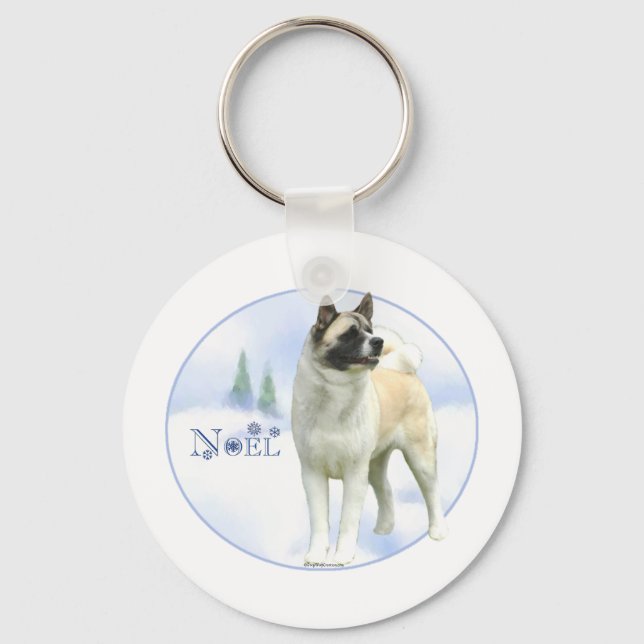 Akita Weihnachten - Schlüsselanhänger (Vorderseite)