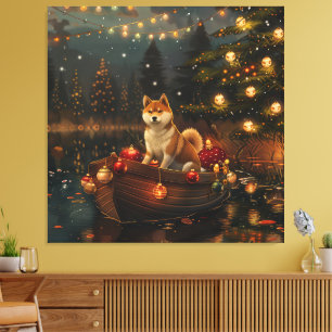 Akita Weihnachtliche Reise Leinwanddruck