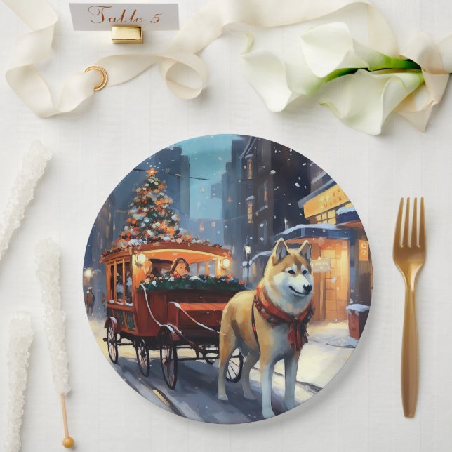 Akita Weihnachtsfeiertage Pappteller (Hochzeit)