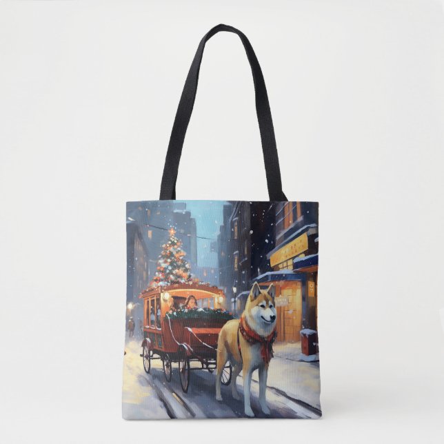 Akita Weihnachtsfeiertage Tasche (Vorderseite)